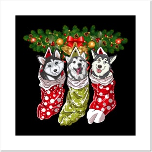 Huskies Socks Christmas Gifts Dogs Lovers Posters and Art